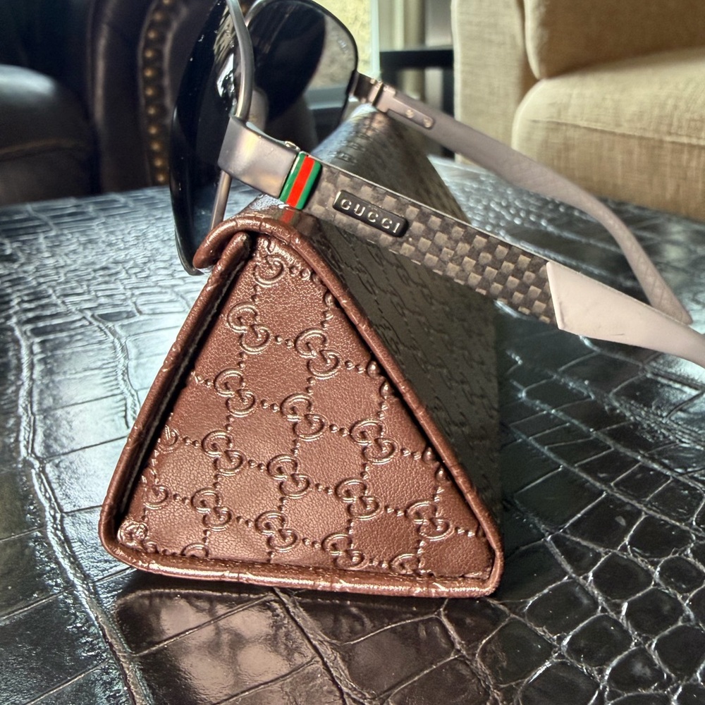 Gucci Silver Frame Aviator Sunglasses - Picture 5 of 7